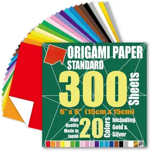 [] Standard 6 Inch  Sided 20 Colors 300 Sheets Square Easy Fold   Paper for Beginner ( and  Included)