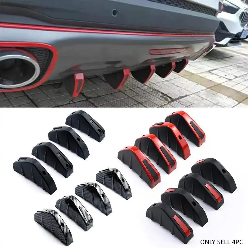 4pcs Universal Triangle Rear Spoiler Carbon Fibre Texture Chassis Spoiler ABS Rear Lip Small Bumper Rear Spoiler Decoration Car Accessories Parts Automotive