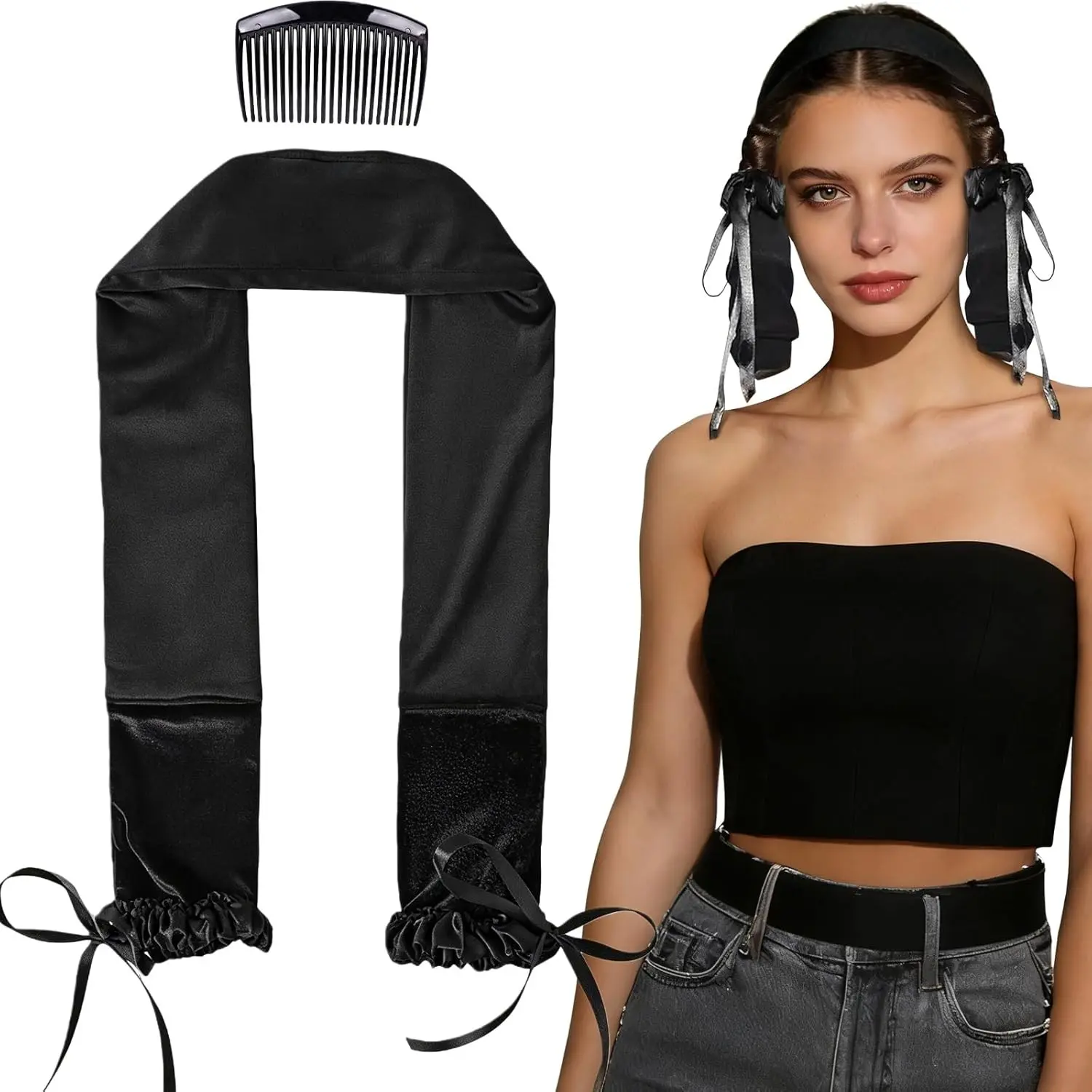 Sleepie Tie Heatless Curling Scrunchie, Overnight Blowout, Sleep Hair Tie, Damage-Free, Soft Rollers for Long Hair, Heatless Curler
