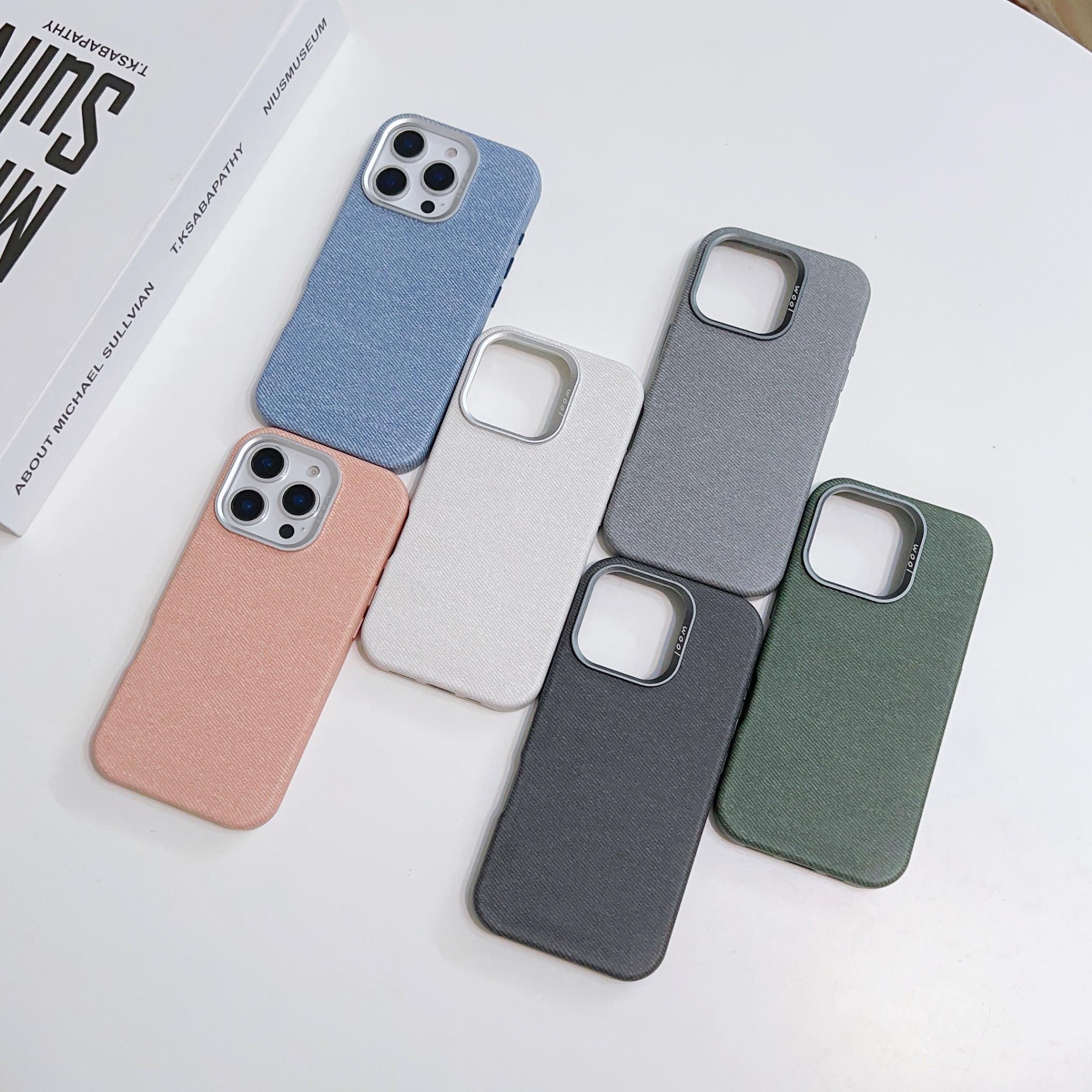 Luxury Denim Texture Leather Case with Magnetic for iPhone 16 Pro Max 15 Pro, Anti-Slip Slim Shockproof Protective Cover for Men Women