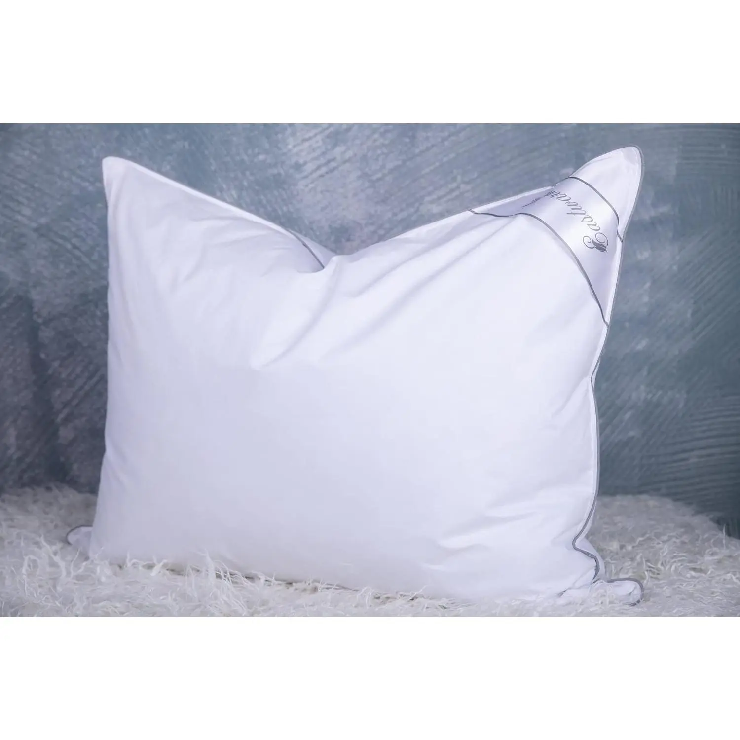 Goose Feathers Down Pillows for Sleeping, Hotel Collection Bed Pillow with Grey Piping Standard Size (20X26IN) 1 Pack