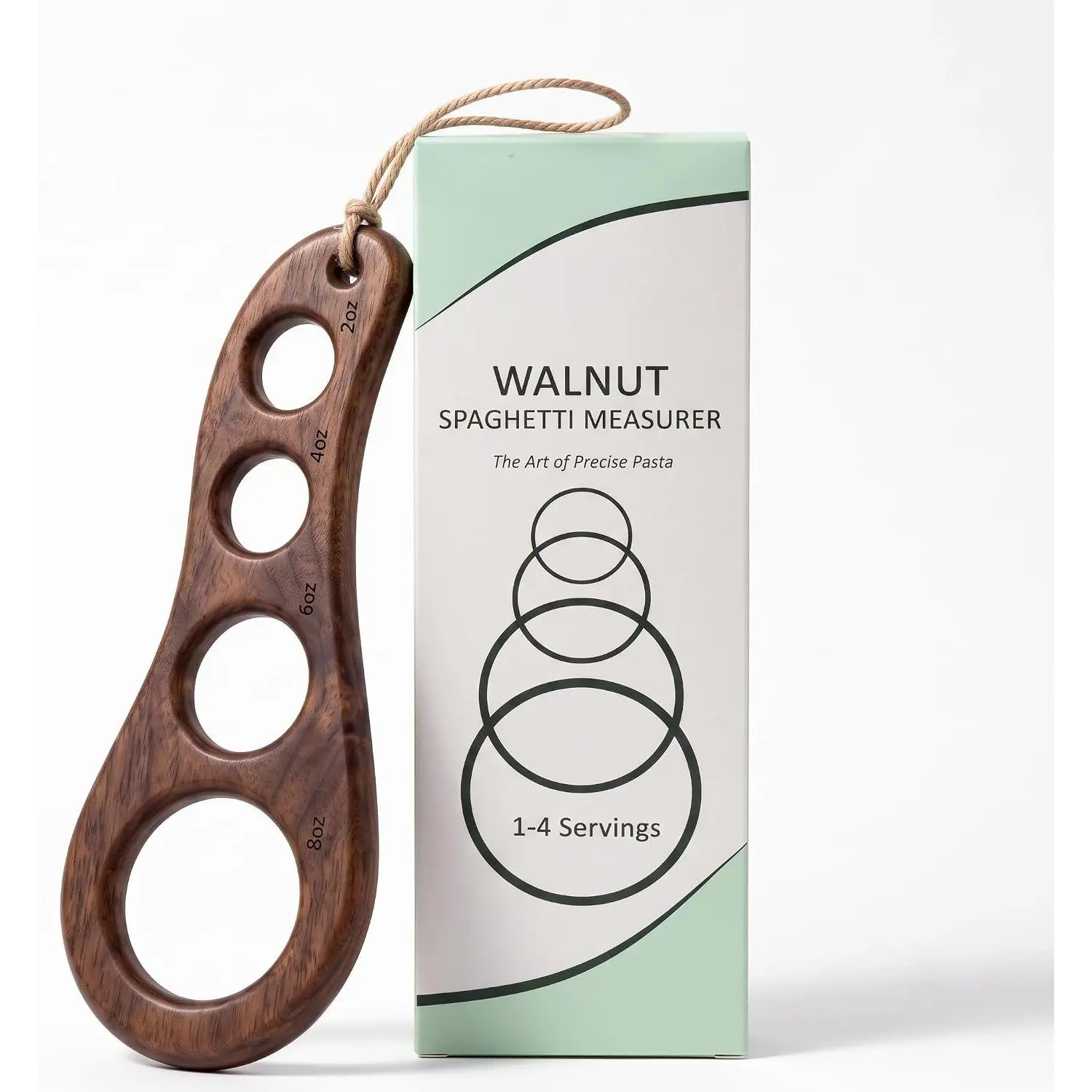 Walnut Spaghetti Measuring Tool,  Solid  Pasta Measuring Tool for 1-4 Portions, Single- Handcrafted Wooden Spaghetti Pasta Measurer Tool, Elegant Kitchen Gadget