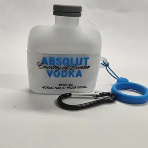 Wine Bottle Design AirPods Case, Durable Protective Cover for AirPods 1/2/3/4/pro/pro2, with Carabiner and Silicone Lanyard, Cute Gift