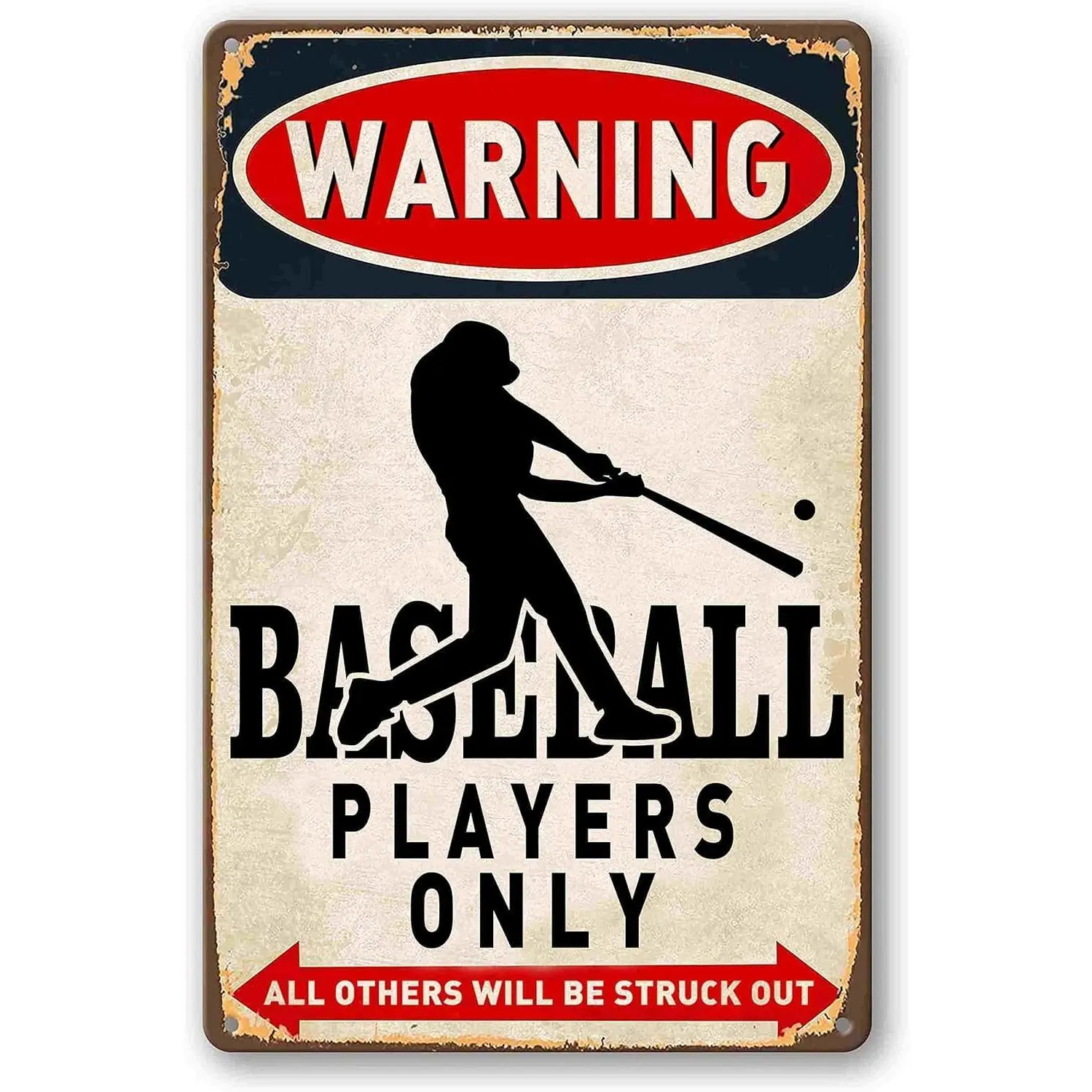 Vintage Baseball Wall Decor Metal Art Sign for Boys Room Decor Gift for Baseball Lovers Sports Themed Bedroom Decor 8 x 12 Inch