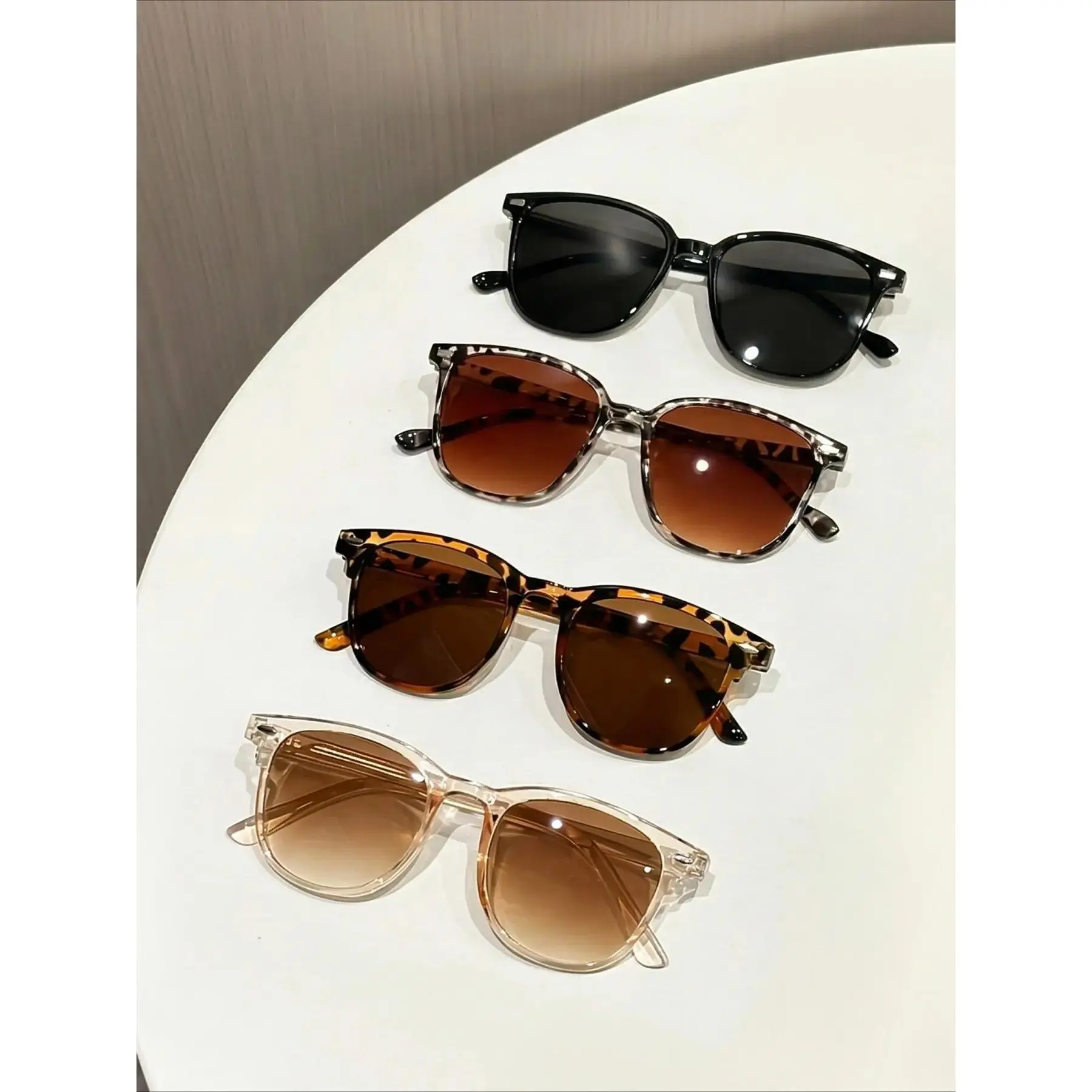4-Pack Women's Retro Square Frame Sunglasses Set, Trendy Y2K Vintage Fashion Shades, Lightweight PC Material, Multicolor UV Protection Eyewear for Driving, Beach Trips, Vacation, Festivals & Daily Wear
