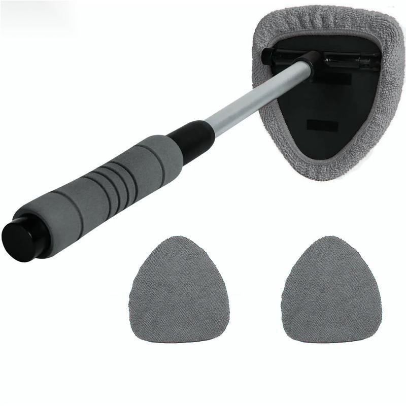 Windshield Cleaner Tool, Microfiber Car Window Cleaning Tool with 2 Cloth Pad Head, Auto Interior Exterior Glass Wiper Car Glass Cleaner Kit, Car Washing Kit, Car Detailing Products, Car Cleaning Supplies, Car Valeting Kit
