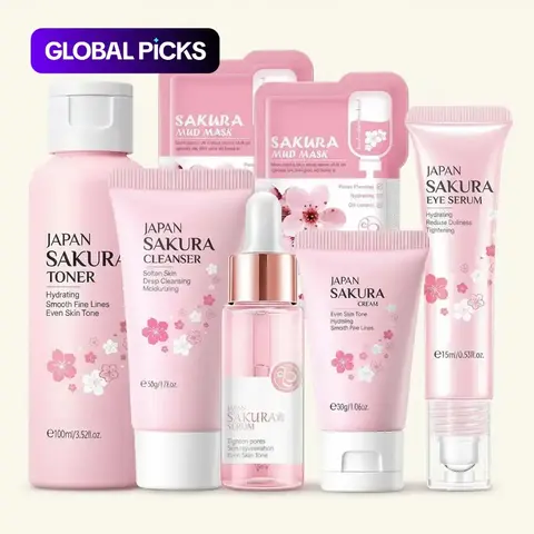 Moisturizing Skin Care Kit for Women, Moisturizing Revitalizing Set, 7 Counts Rejuvenating Set with Facial Cleanser, Face and Eye Serum, Face Cream, Toner and Mud Mask, Hydrating Cleansing Skincare Routine #GLOBAL PICKS