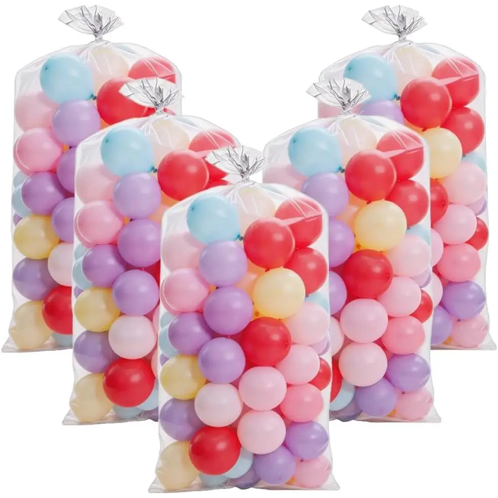 5 Pcs 98 x 59in Extra Large Balloon Bags for Transport, Thickened Reusable Clear Christmas Tree Disposal Bag, Large Balloon Storage Bags for Party Wedding Supplies