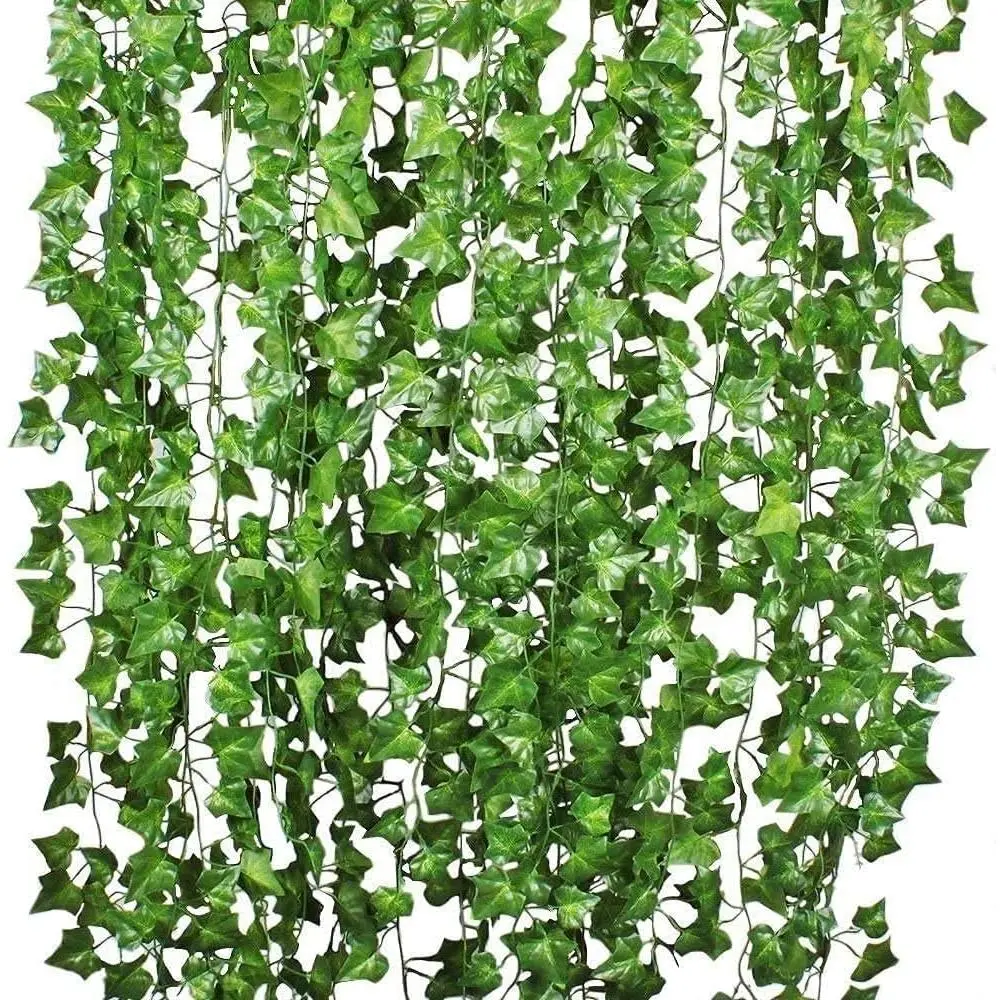 12 Pack 84   Ivy Leaves Artificial Garland Greenery   Vine,Artificial Ivy  Vines Artificial Ivy,  Foliage  for Wedding Wall Decor, Party Room Decor,Green