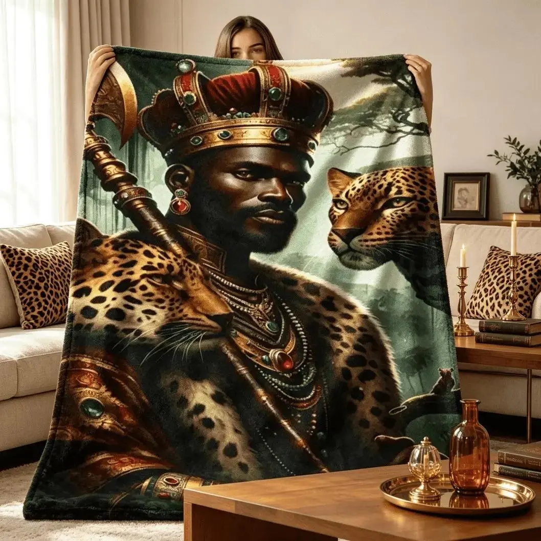 Shango Orisha African Culture Inspired Printed Flannel Blanket, Lightweight Soft Throw Blanket for Sofa Bed Bedroom Home Decor, Yoruba Heritage Spiritual Art Design Gift for Adults Kids, Cultural Style Blankets Bedding
