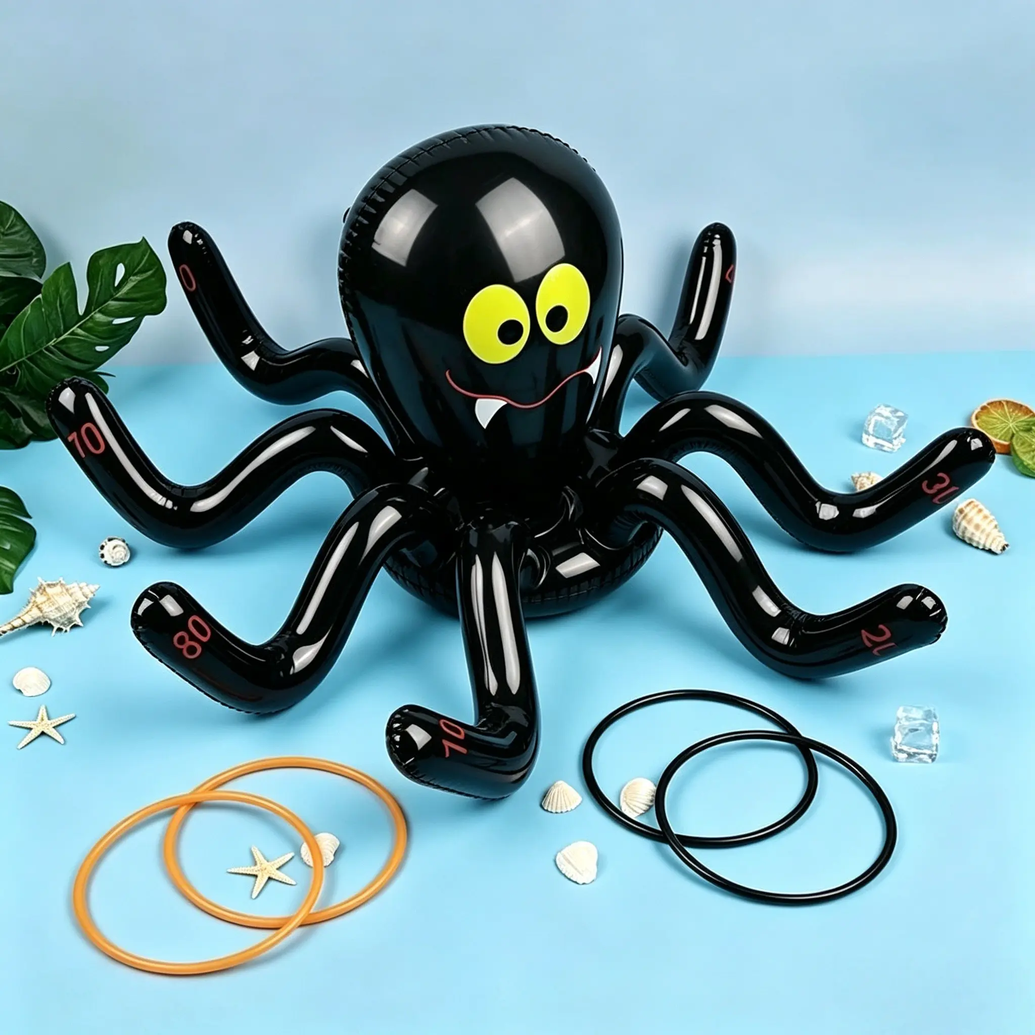 Halloween Indoor Outdoor Interactive Game, 2-Piece Inflatable Spider Set, Halloween Party Supplies, Party Props, Festival, Carnival, School Decor, Holiday Gift