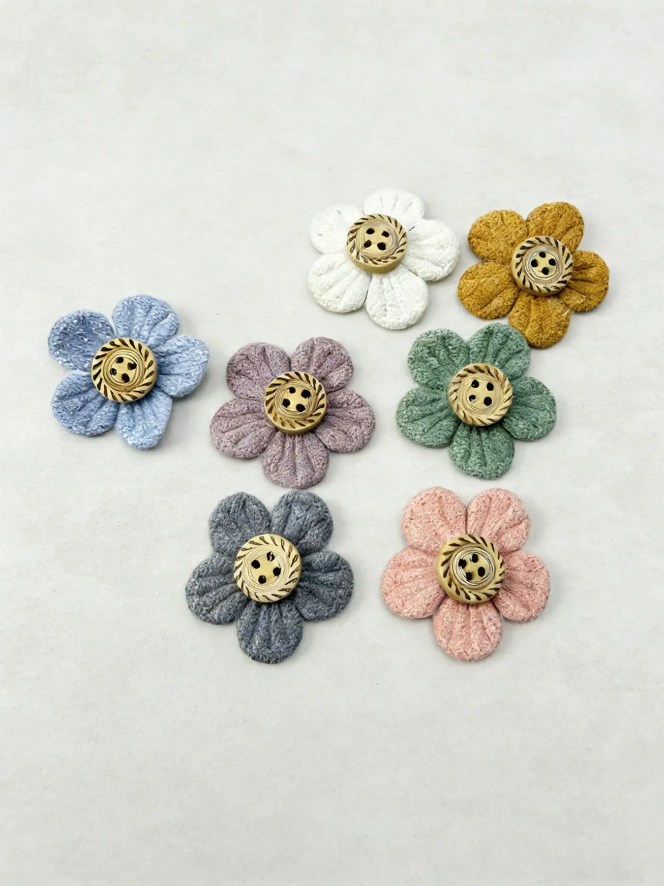 12 Pcs Ditsy Floral Button Decor Set, DIY Kids Clothing Bag Shoe Sock Accessory, Decorative Buttons, Casual All-Season Fabric Buttons, Home Sewing Craft Supplies