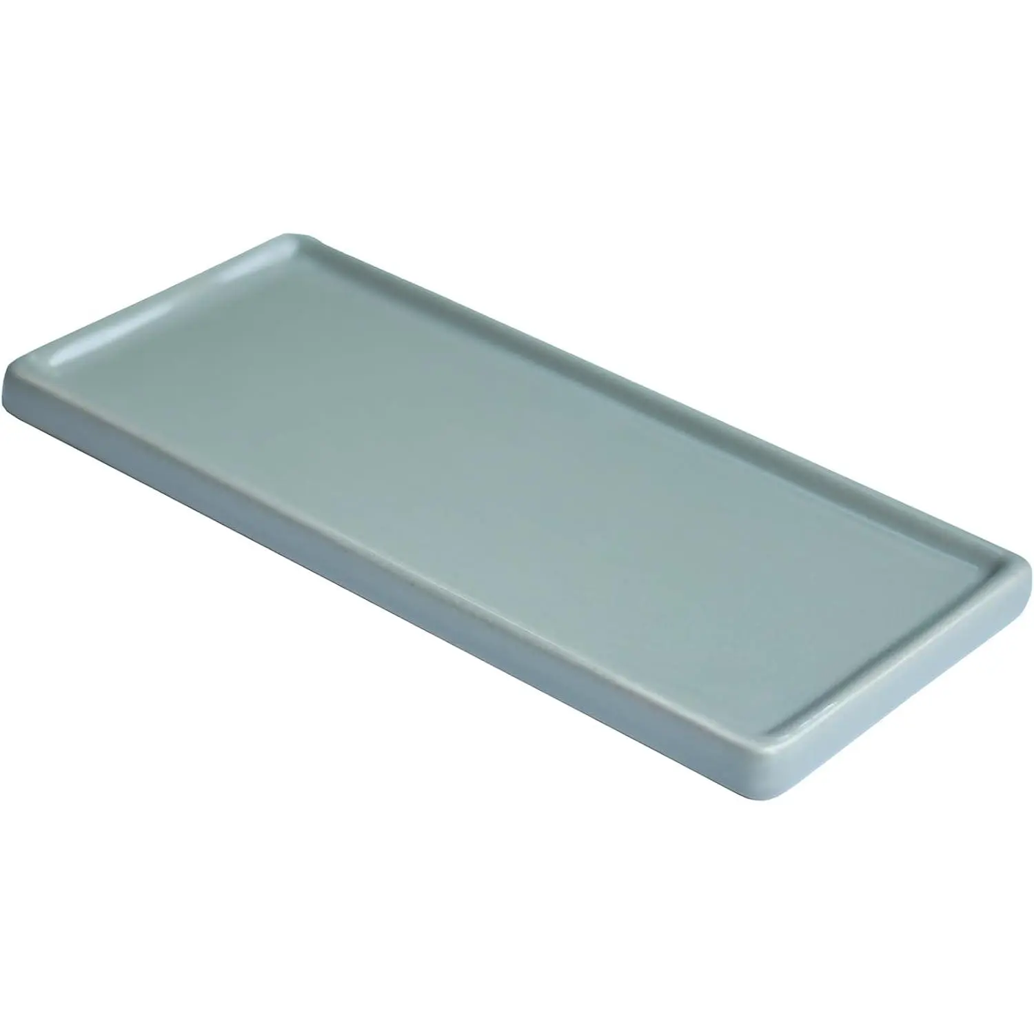 Ceramic  Tray Small Rectangle, Bathroom Candle Grey Tray, Organizer for Candle, Soap, , Perfume,  Towel Holder for Decoration Bathroom, Kitchen, Counter, Restroom(Mid)