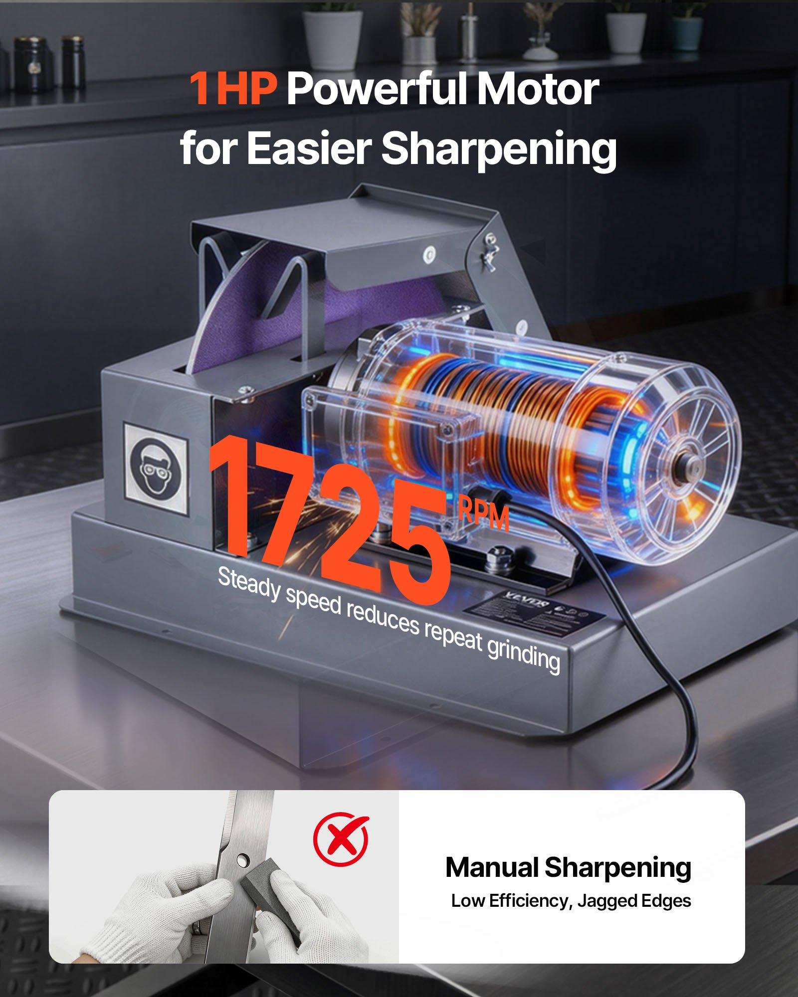 VEVOR Lawn Mower Blade Sharpener, 1HP Lawnmower Blades Grinder with 9" Ceramic Grinding Wheel, Grit Collector & Balancer, 30 ° /40 °   Blade Sharpening Machine for High Lift, Low Lift, Gator & Flat Blades