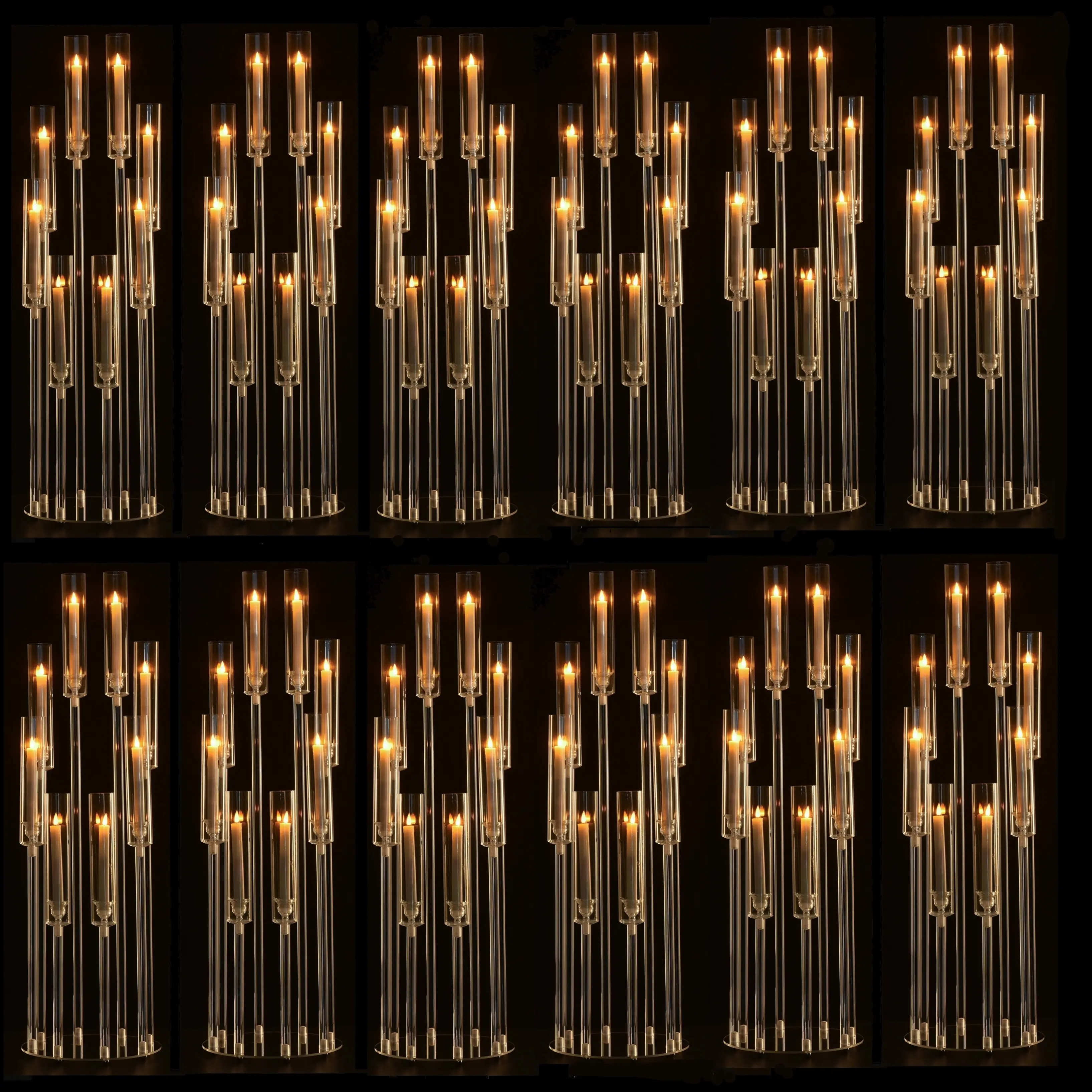 38.5 Inches Clear Tall 8 Arms Acrylic Candelabra Candle Holder with Shade, Fit LED Candles for Wedding Valentine's Day Events Party Table Centerpiece Decorations