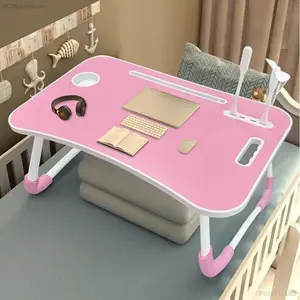 1pc Oversized Portable Laptop Bed Table - Foldable & Durable Wooden Computer Tray with Cup Holder, Drawer, USB, Fan & Light - Ideal for Reading, Writing on Bed, Sofa, Floor - Sleek  Design, Portable Work Station |       Modern Portable Table | AB13LuxuryH