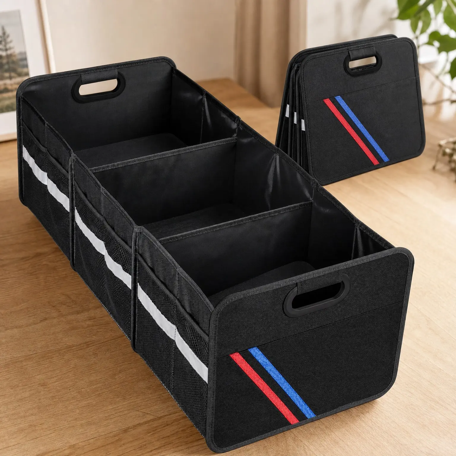 Collapsible Car Trunk Organizer with Multi Pockets, 3 Compartments Storage for SUV, Truck, SedanGift