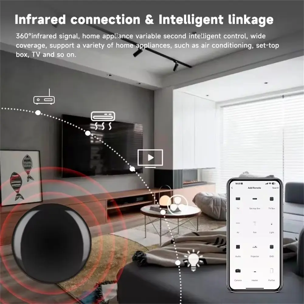 Tuya WiFi Smart IR Remote Control Tuya Smart Home Remote Controller On Off Control for TV DVD Air Conditioner AUD Works with Alexa Google Home