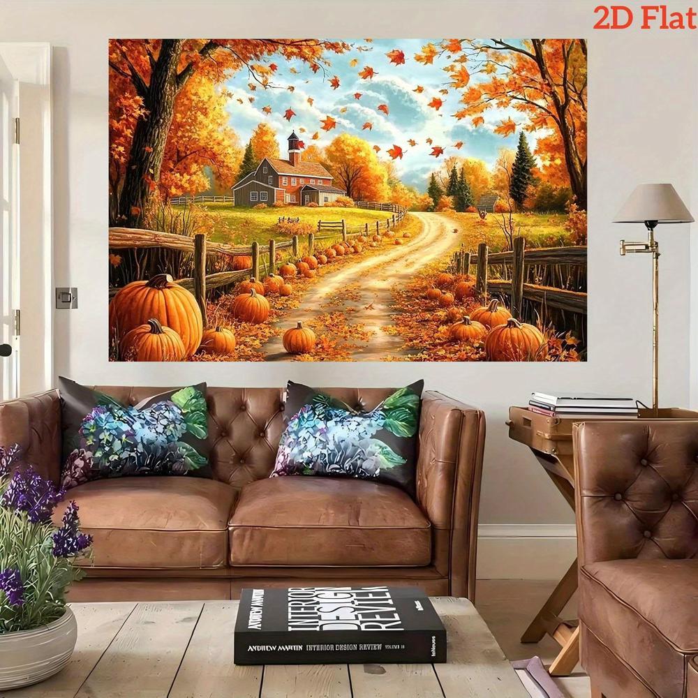 1pc Rustic Autumn Forest & Farmhouse Party Backdrop - Vibrant 2D Flat Photography Background Cloth for Weddings, Birthdays, Anniversaries - Durable Polyester, No Power Needed, Event Decoration |