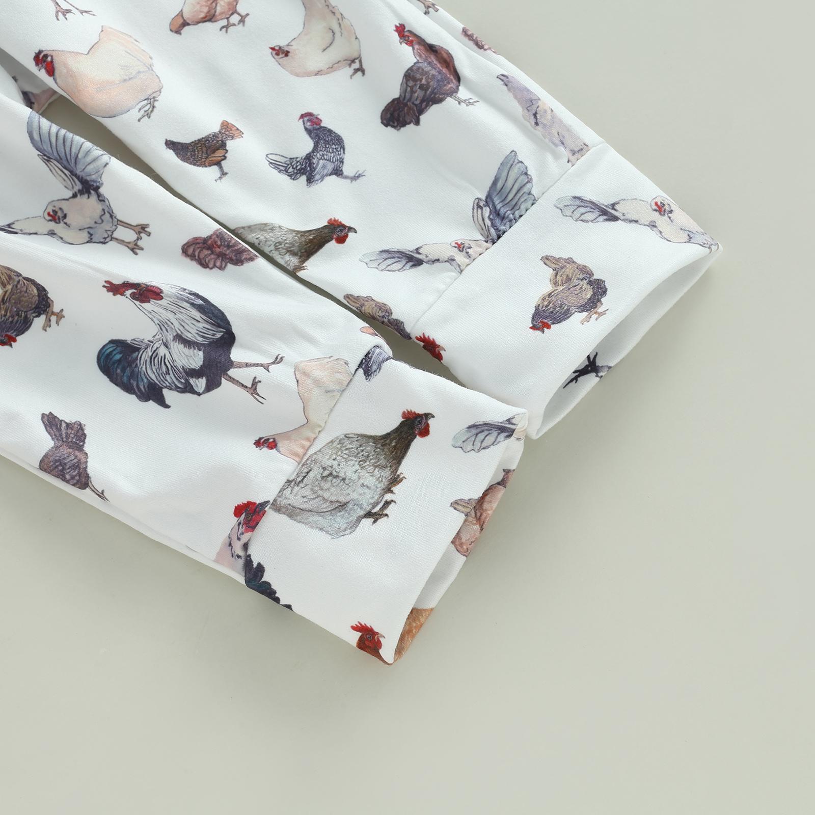 Newborn Baby Boy Summer Clothes Short Sleeve Letter Romper Farm Tractor Chicken Print Pants Hat 3Pcs Outfit