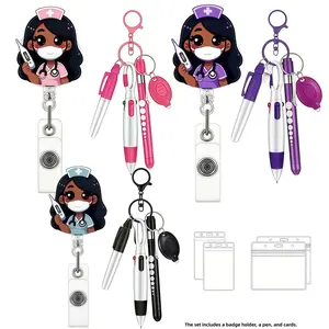 Nurse Thermometer Badge Reel Set, Medical Badge Holder, Includes Nurse Pen and Waterproof ID Badge Clip, Ideal for Nurses and Medical Workers, Nursing Badge Reel