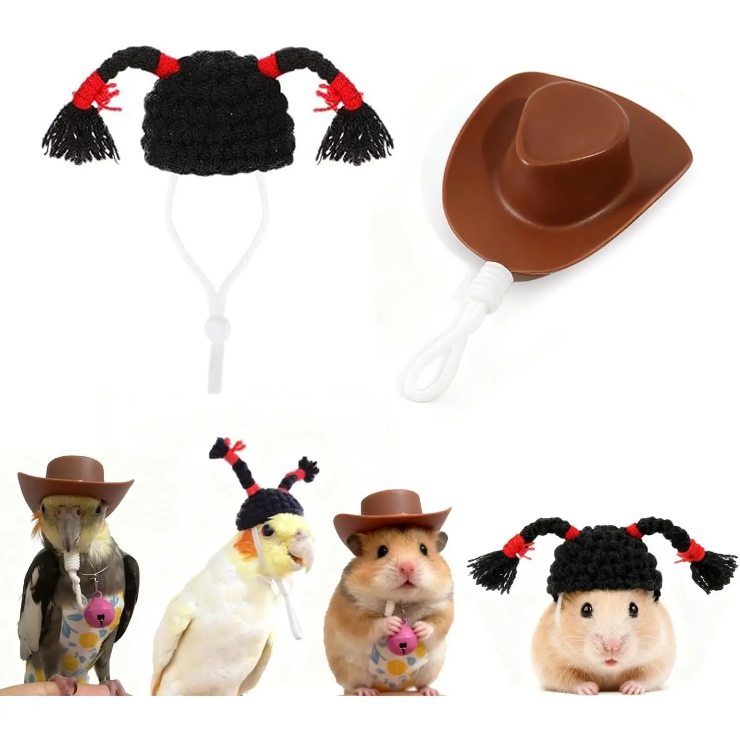 2 count Mini  Hats - Small  Costume Accessories for Hamster Parrot Guinea Pig Snake Lizard