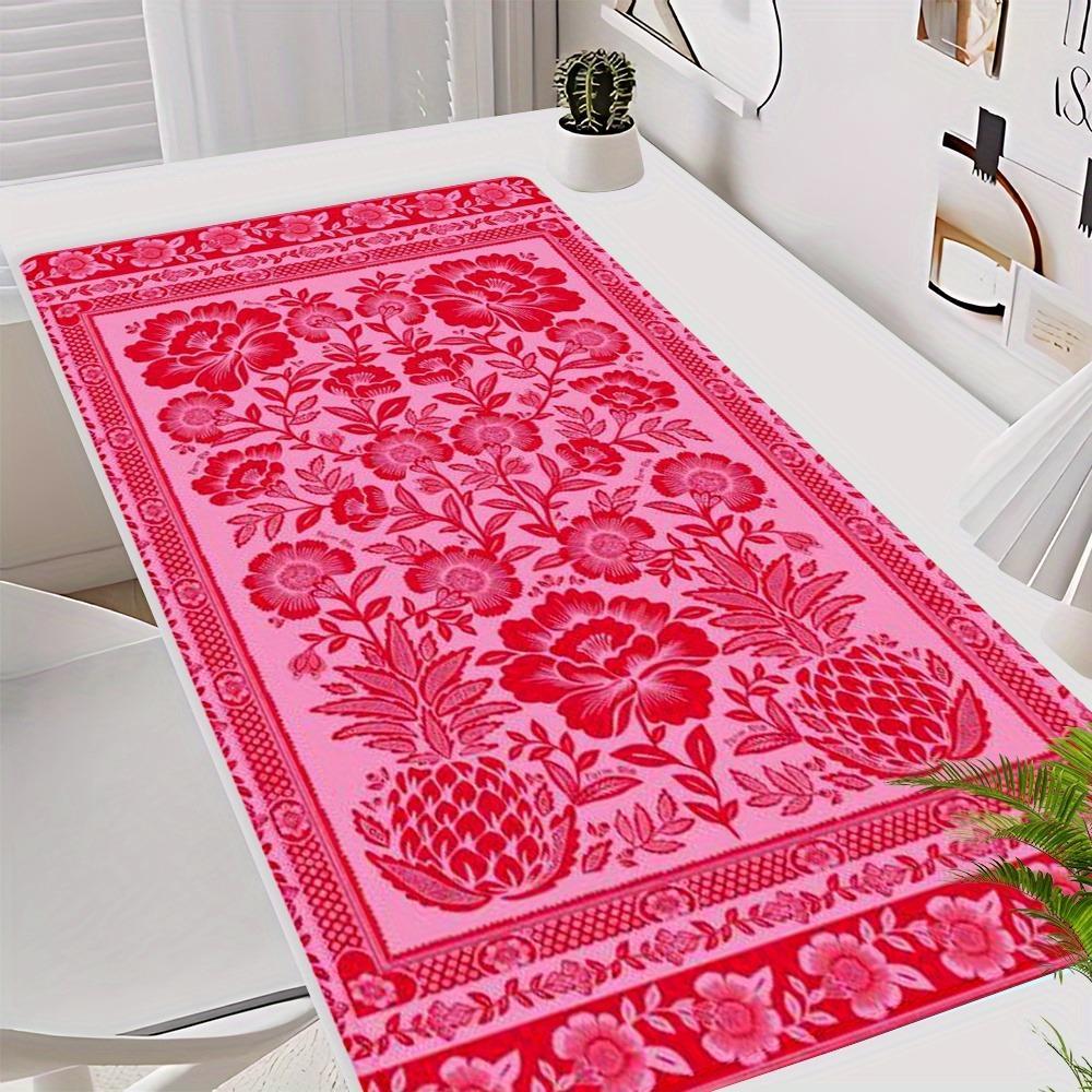 Floral Pattern Mouse Pad, Large Mouse Pad with Non-slip Rubber Base, Rectangle Desk Keyboard Mat for Home Office, Office Desk Accessories, Corporate Work Desk Accessories, Office Girly Desk Accessories