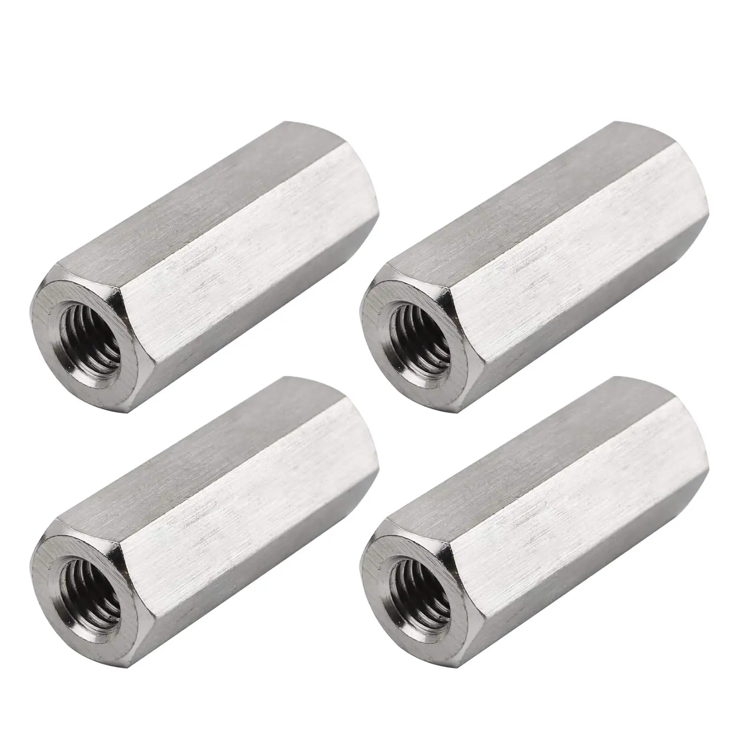 Pack of 4 M10 X 1.5-Pitch 30 mm Length Hex Width 17mm Metric Hex Coupling Nut 304 Stainless Steel Rod Coupling Nuts