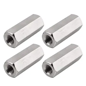Pack of 4 M10 X 1.5-Pitch 30 mm Length Hex Width 17mm Metric Hex Coupling Nut 304 Stainless Steel Rod Coupling Nuts