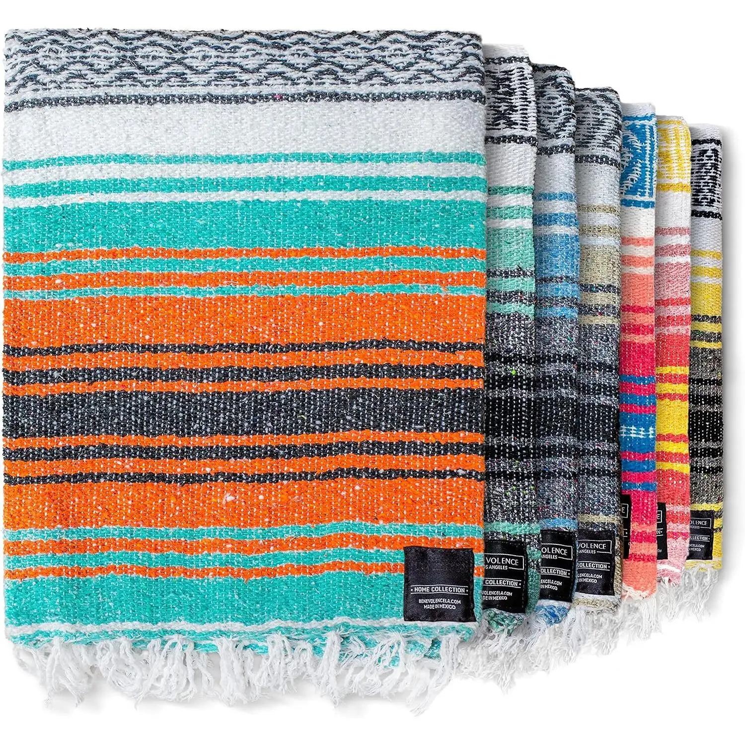 Authentic Mexican Handwoven Falsa Serape Blanket - Unisex, Portable, Machine Washable, Lightweight Yoga Blanket - 50x70 in for Outdoor Uses (Beach, Camping)