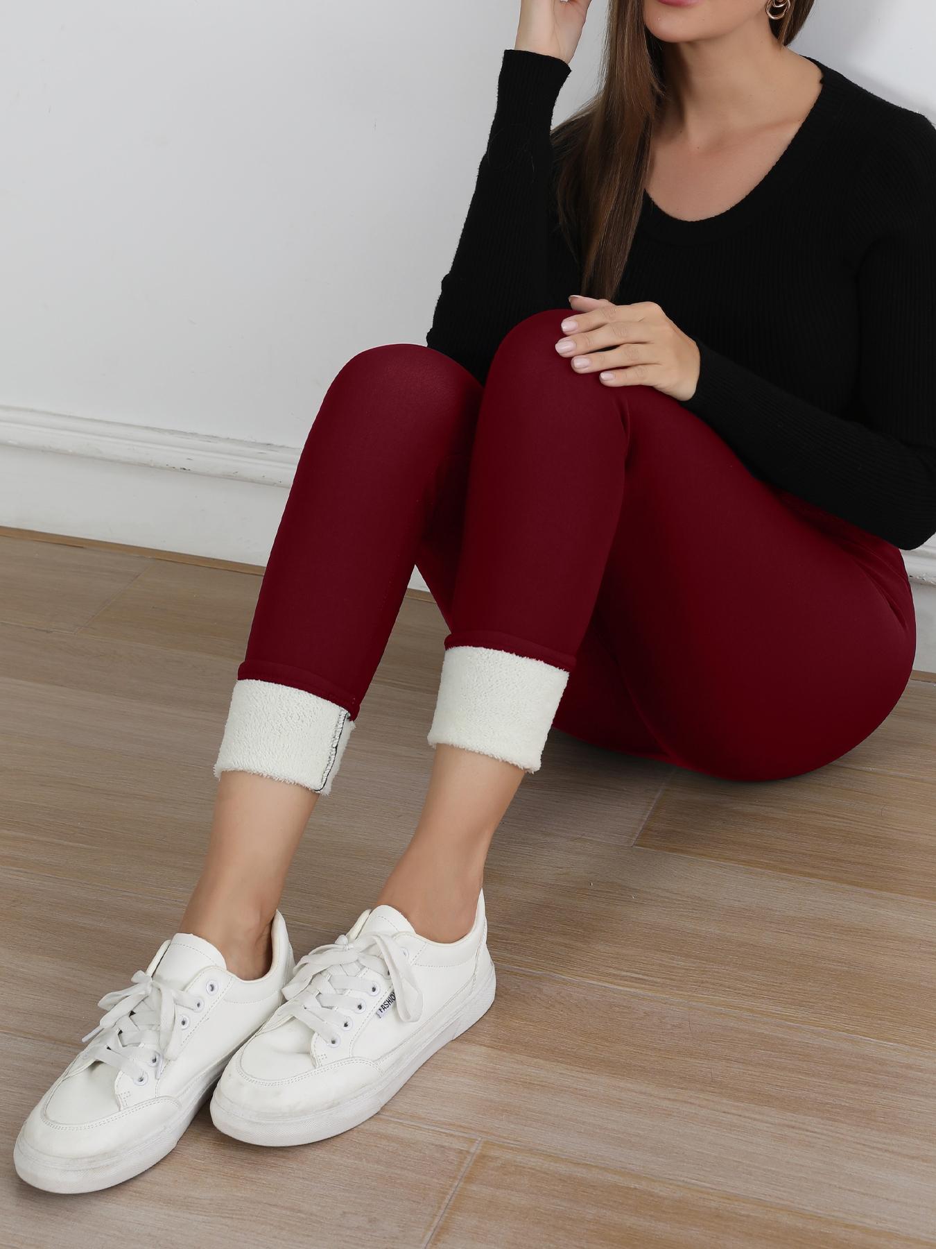 Women's Winter Warm Fleece Lined High Waist Elastic Comfortable Skin-Friendly Breathe Sporty Leggings, Plus Size Casual Thickened Pants