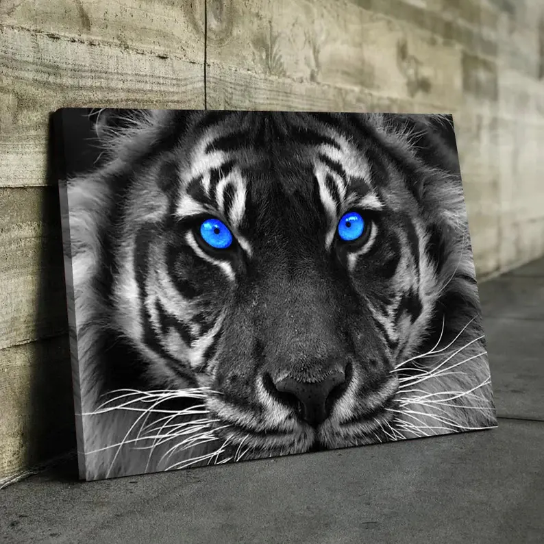 Blue Eyed Tiger Canvas Wall Art Tiger Canvas Wall Art Motivational Tiger Canvas Wall Art Tiger Canvas Print Tiger Home Decor Canvas Print Artwork Frames