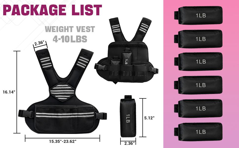 Adjustable Weighted Vest Women, 4-10 Lb/6-20 Lb Weight Vest with Ironsand Weights and DIY Zone for Walking, Jogging and Strength Training