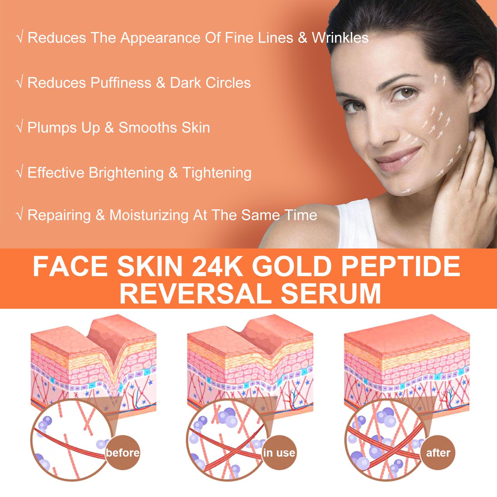 24K Gold Peptide Reversal Essence: Moisturizing, Anti - Wrinkle, Firming, and Anti - Premature Aging Essence Skincare Serum 24K Gold Peptide Reversal Essence: Moisturizing, Anti - Wrinkle, Firming, and Anti - Premature Aging Essence Skincare Serum