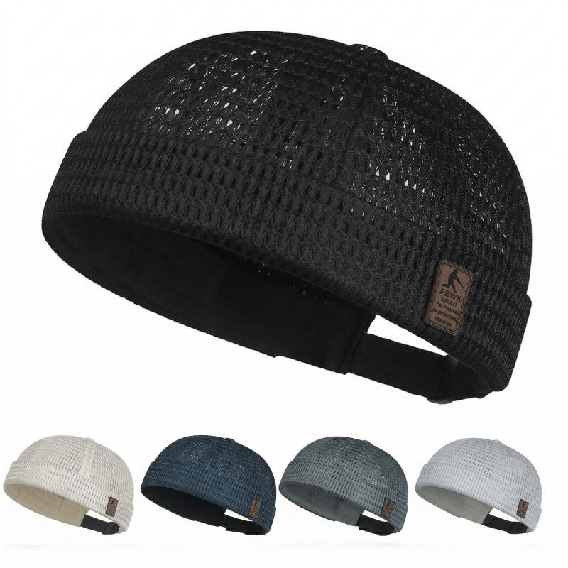 1/2 Pack Men's Breathable Brimless Hat - Mesh Cooling Skull Cap Docker Beanie for Outdoors