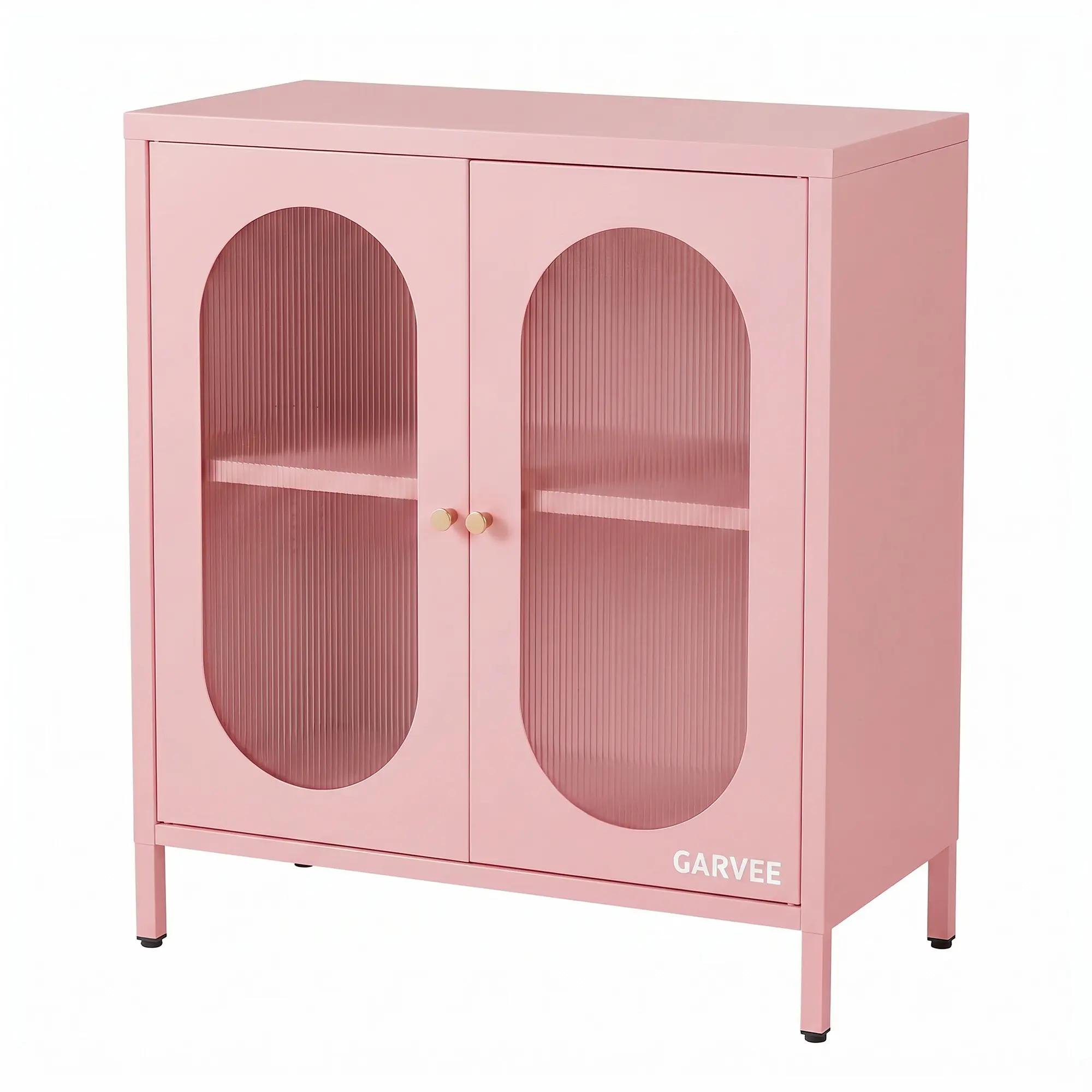 Metal Storage Cabinet with 2 Translucent Doors and Adjustable Shelf, Metal Freestanding Sideboard for Home Office, Living Room, Hallway, Entryway(Translucent Door Cabinet)