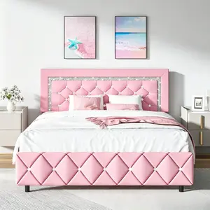 Elegant Diamond Tufted Bed Frame in Full/Queen/King Sizes, Multiple Fashion Colors, Premium Upholstered Design, Perfect for Modern Bedroom Decoration & Home Renovation