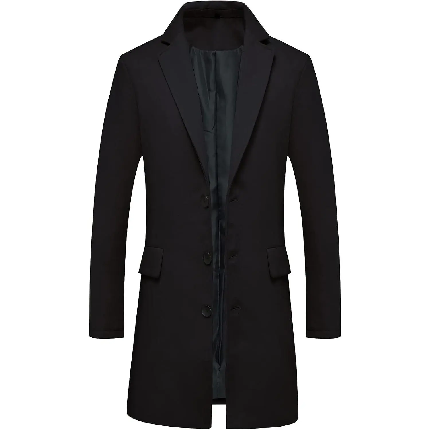 Men's Wool Blend Trench Coat Casual Single Breasted Warm Pea Coat | Notch Collar Classic Overcoat, Wind Resistant, Layering for Work, Business Formal Casual Party Dating Holiday Fall Winter