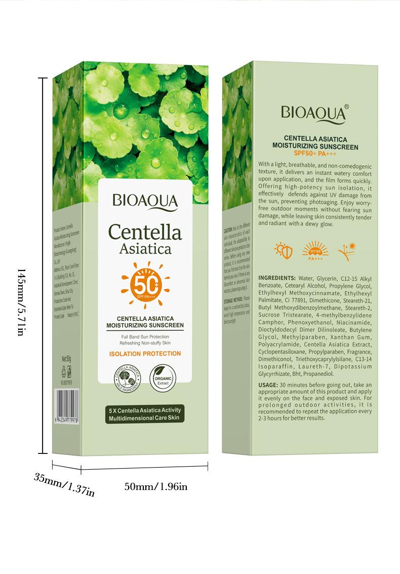 Daily Centella Asiatica Sunblock Broad Spectrum Sunscreen Hydrating Calming Skin Barrier Repair Oil Free Non Sticky Sun Protection SPF50+ PA+++ 50g