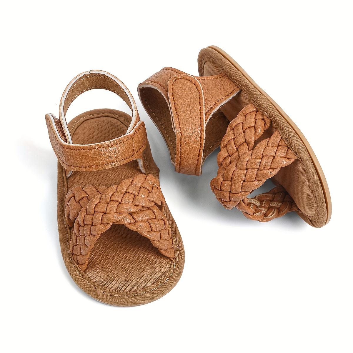 Casual Solid Color Open Toe Sandals Baby Girls, Breathable Lightweight Walking Shoes