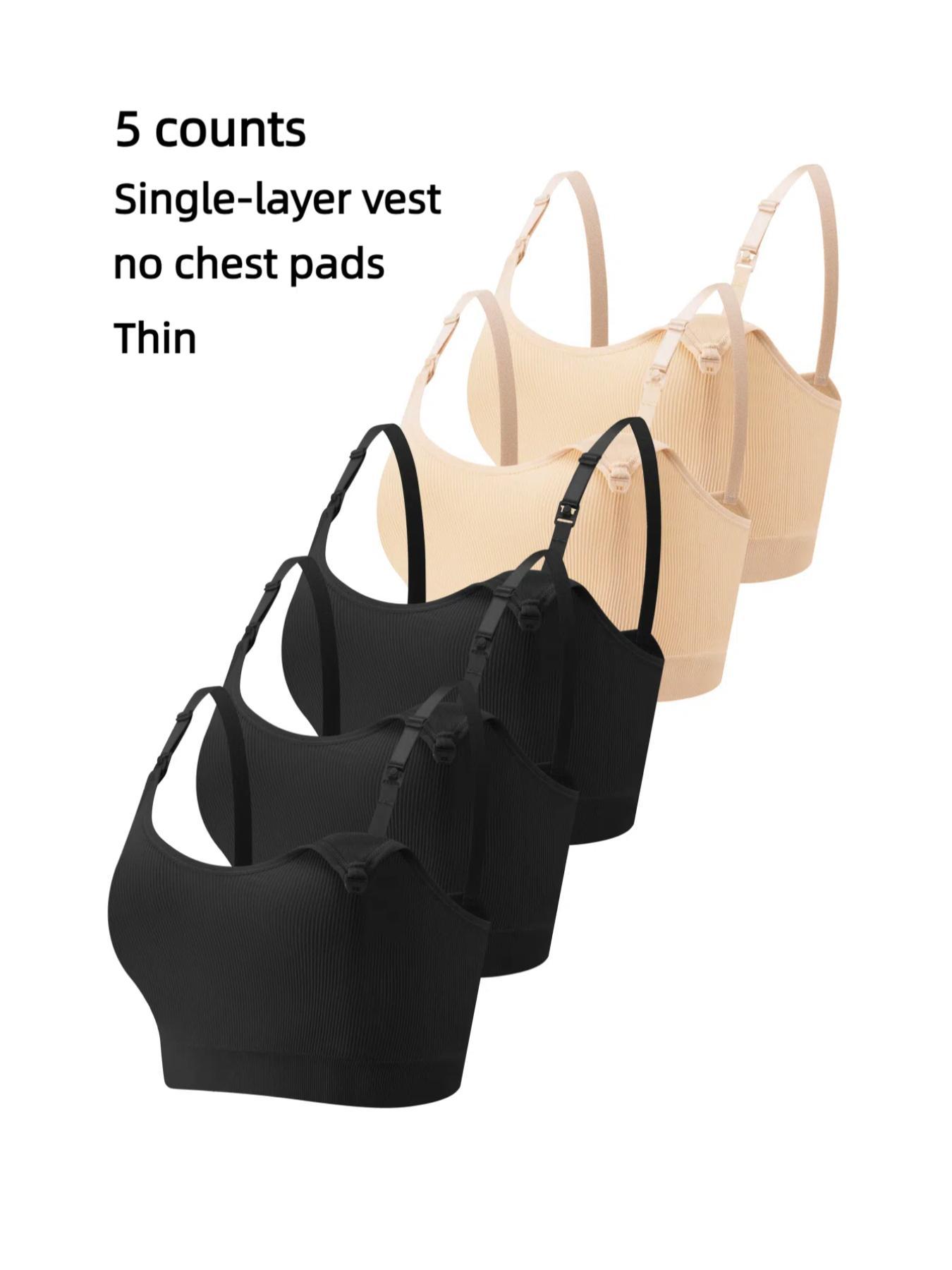 Solid Ribbed Adjustable Strap Wireless Bra, Comfort Maternity Lingerie Bra for Women, Maternity Lingeries for All Seasons