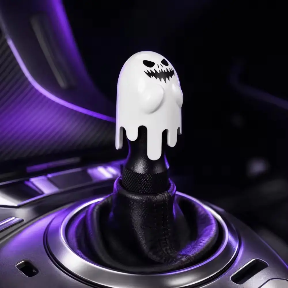 Unique Creepy Ghost Face Manual Car Shifter Knob, Human‑Friendly Ergonomic Structure Comfortable Holding, Universal Fit Aluminum Alloy Adaptor Cool Funny Car Interior Styling Accessory