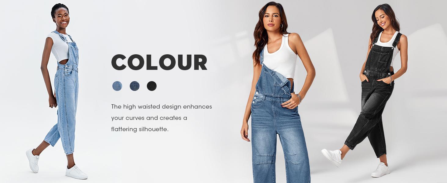 Imily Bela Womens Denim Bib Overalls Barrel Leg Adjustable Strap Jean Pants Jumpsuits with Pocket Imily Bela Womens Denim Bib Overalls Barrel Leg Adjustable Strap Jean Pants Jumpsuits with Pocket