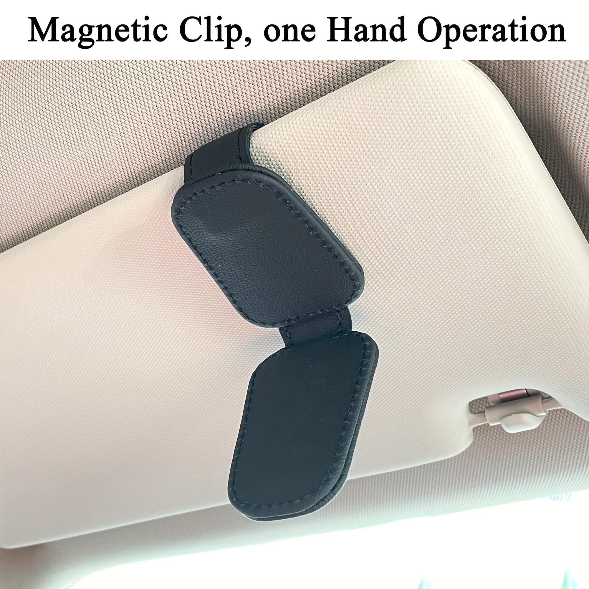 Sunglasses Holders For Car, Magnetic Genuine PU Leather Sunglasses Clip For Car Visor, Glasses Hanger Clip, Car Interior Visor Accessories