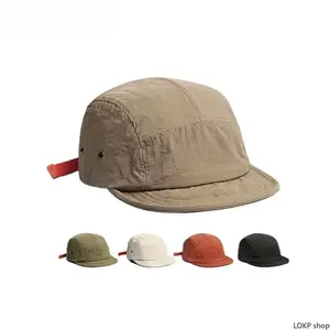 Men's Japanese Workwear-Style Plain Cotton Flat Cap - Soft, Short-Brim, Breathable, Foldable, Quick-Drying, Portable, Machine Washable Male Beach Hat for Casual Daily Use