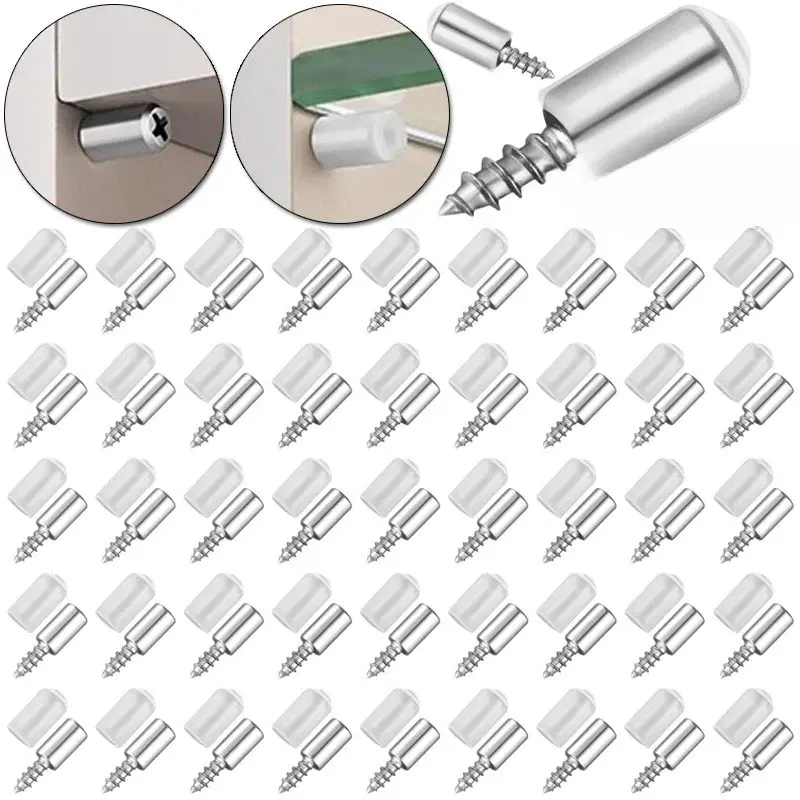 50-Pack Shelf Support Screws, No-Drill Self-Tapping Screws, Anti-Slip Silicone Coated, Cabinet & Bookshelf Shelves, Organizer Hardware