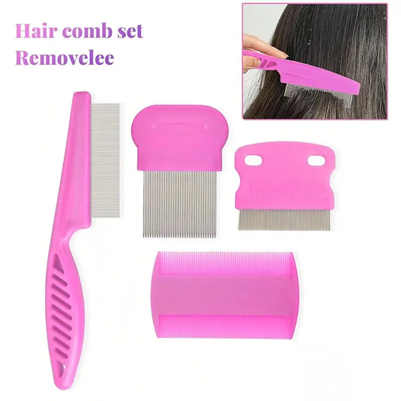 4Pcs Professional Lice & White Hair Removal Comb Set, Fine Teeth Nit Comb Anti Dandruff Hair Comb, Versatile Multi-Purpose Fine Tooth Grooming Comb For Removing Lice, Dandruff & Loose Hair, Household Hair Care Accessory