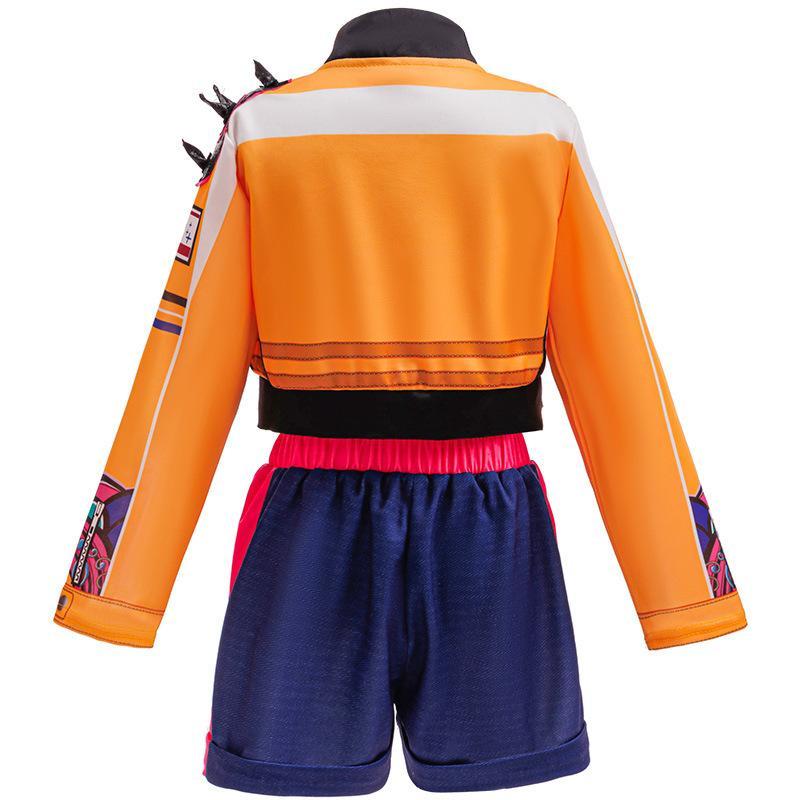 Kpop Girl Devil Pop Singer Embroidered Coat Top Shorts and socks 4-piece Hunter Sets Halloween Stage Set Carnival Girl Clothes