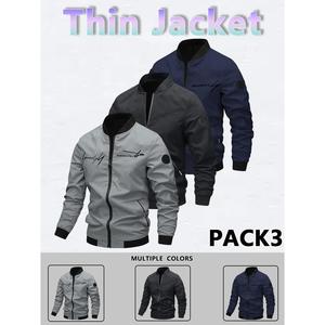 Men's Casual Windproof Jacket Outdoor Mountaineering Camping Polyester Personalized Letter Embroidered Pilot Jacket Beige Gray Qh Long Sleeve Zippers Halloween Gifts SpringStatements