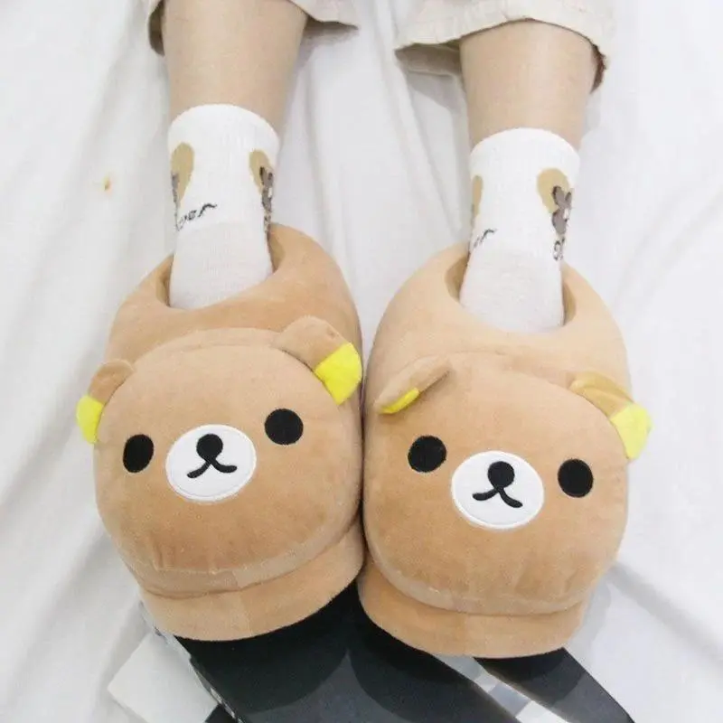 Rilakkuma Slippers Y2k Kawaii Cartoon Anime Japan All Inclusive Pe Frosth Plush Indoor Home Flat Anti Slip Couple Slippers Cute